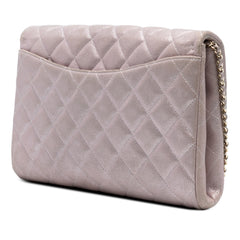 CC Quilted Iridescent Calfskin Clutch with Chain