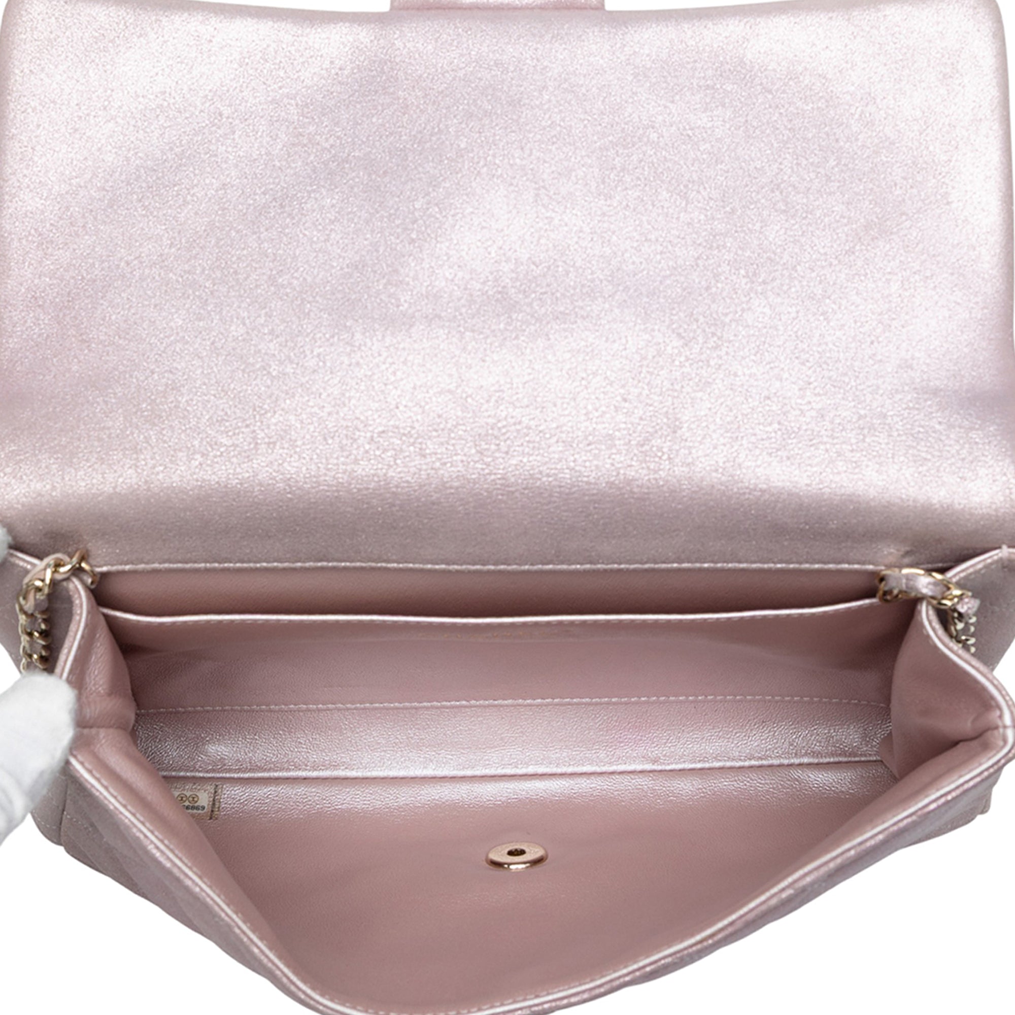 CC Quilted Iridescent Calfskin Clutch with Chain