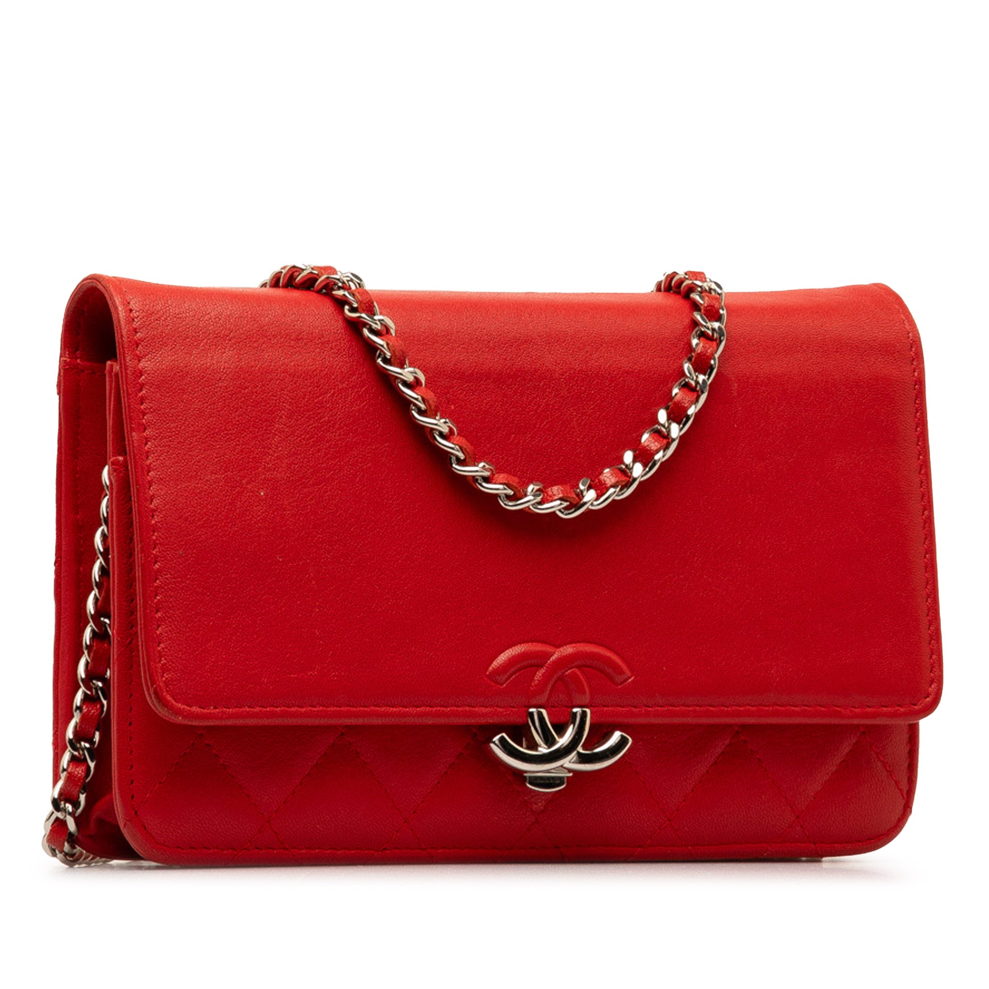 Grained Calfskin CC Box Wallet On Chain