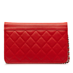 Grained Calfskin CC Box Wallet On Chain