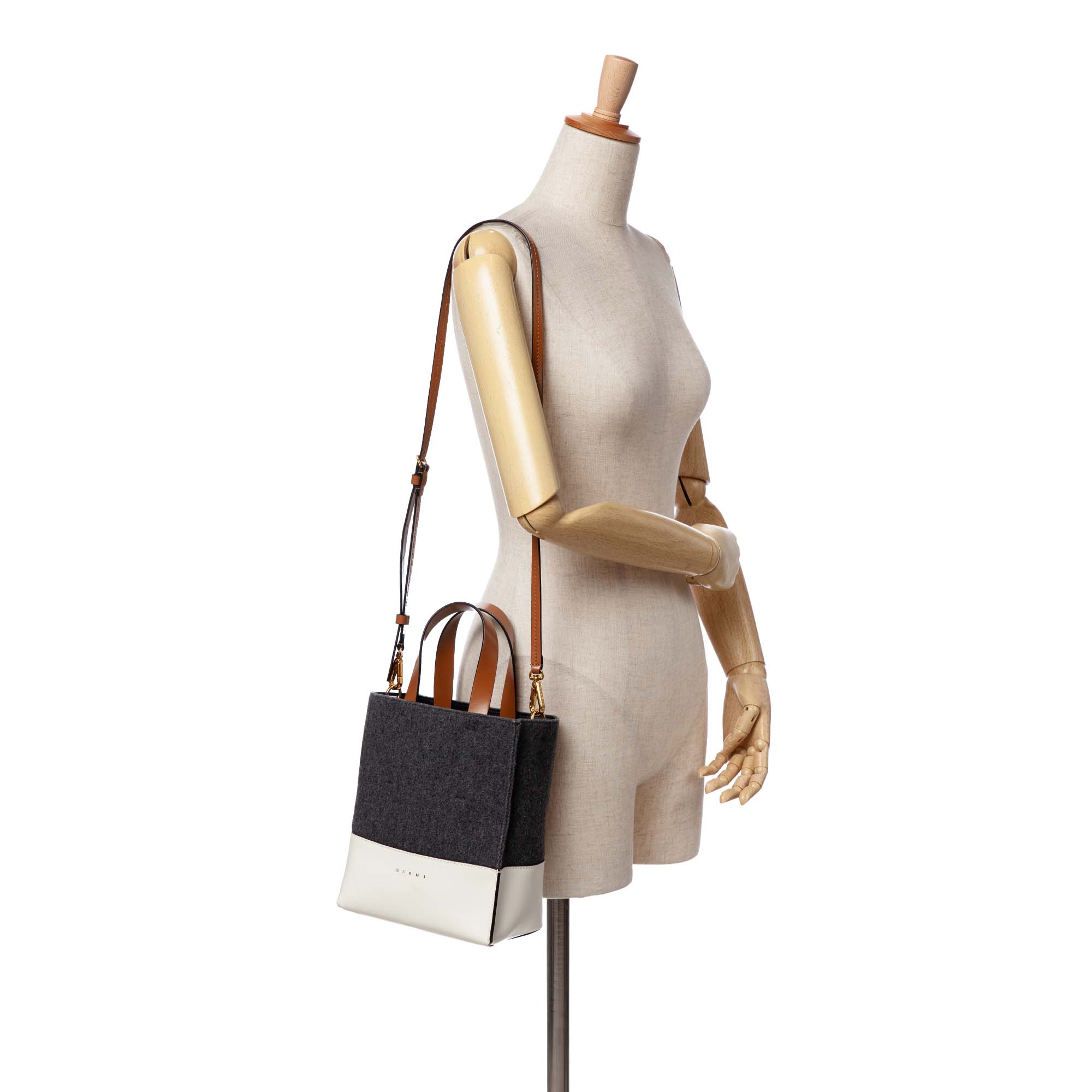Felt Trimmed Leather Museo Shopper Tote