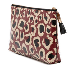 Leopard Print Leather Bamboo Clutch