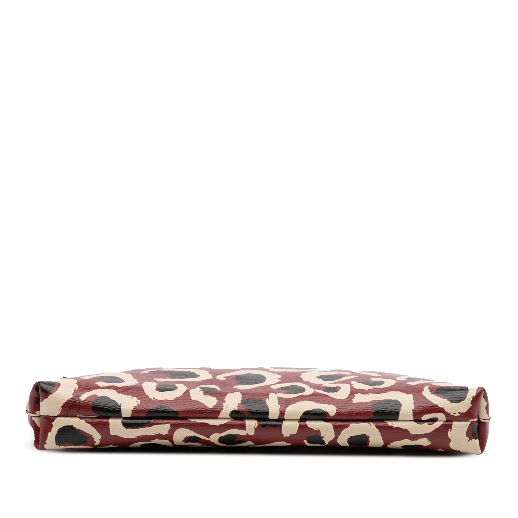 Leopard Print Leather Bamboo Clutch