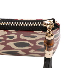Leopard Print Leather Bamboo Clutch