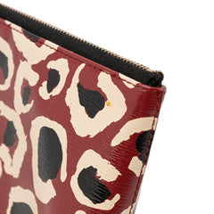 Leopard Print Leather Bamboo Clutch