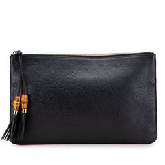 Calfskin Bamboo Tassel Clutch