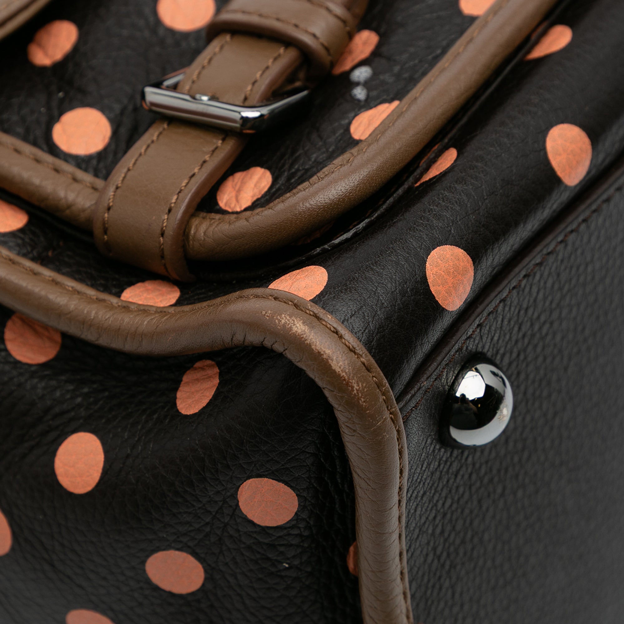 Leather Polka Dots Cruz Satchel