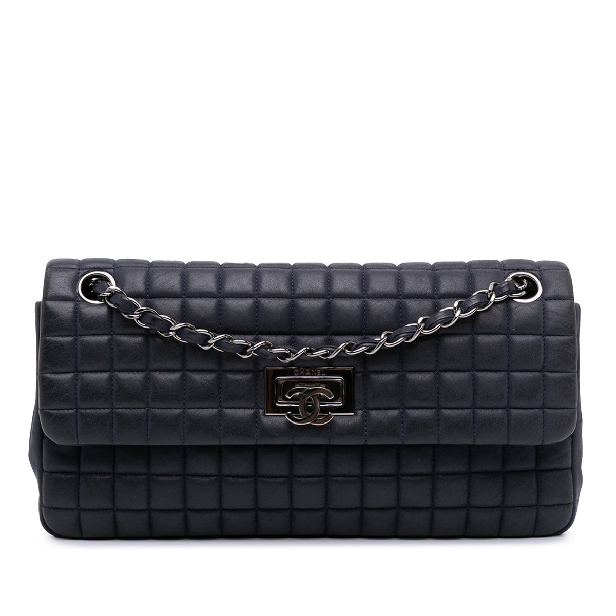 Chocolate Bar Iridescent Calfskin Bubble Flap