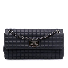 Chocolate Bar Iridescent Calfskin Bubble Flap