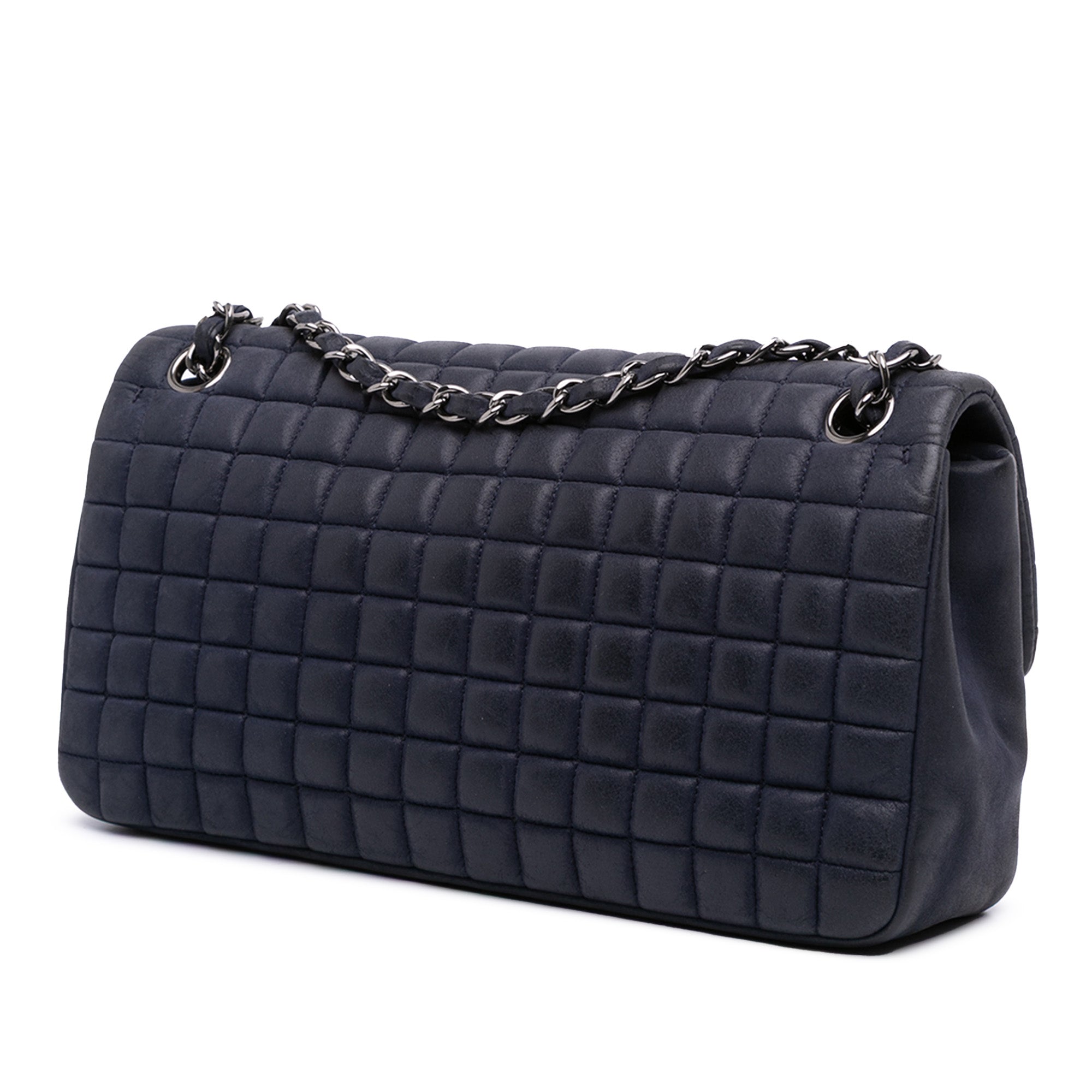 Chocolate Bar Iridescent Calfskin Bubble Flap