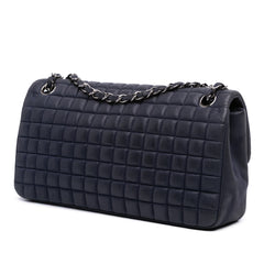 Chocolate Bar Iridescent Calfskin Bubble Flap