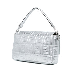 Large Zucca Embossed Leather Baguette Satchel