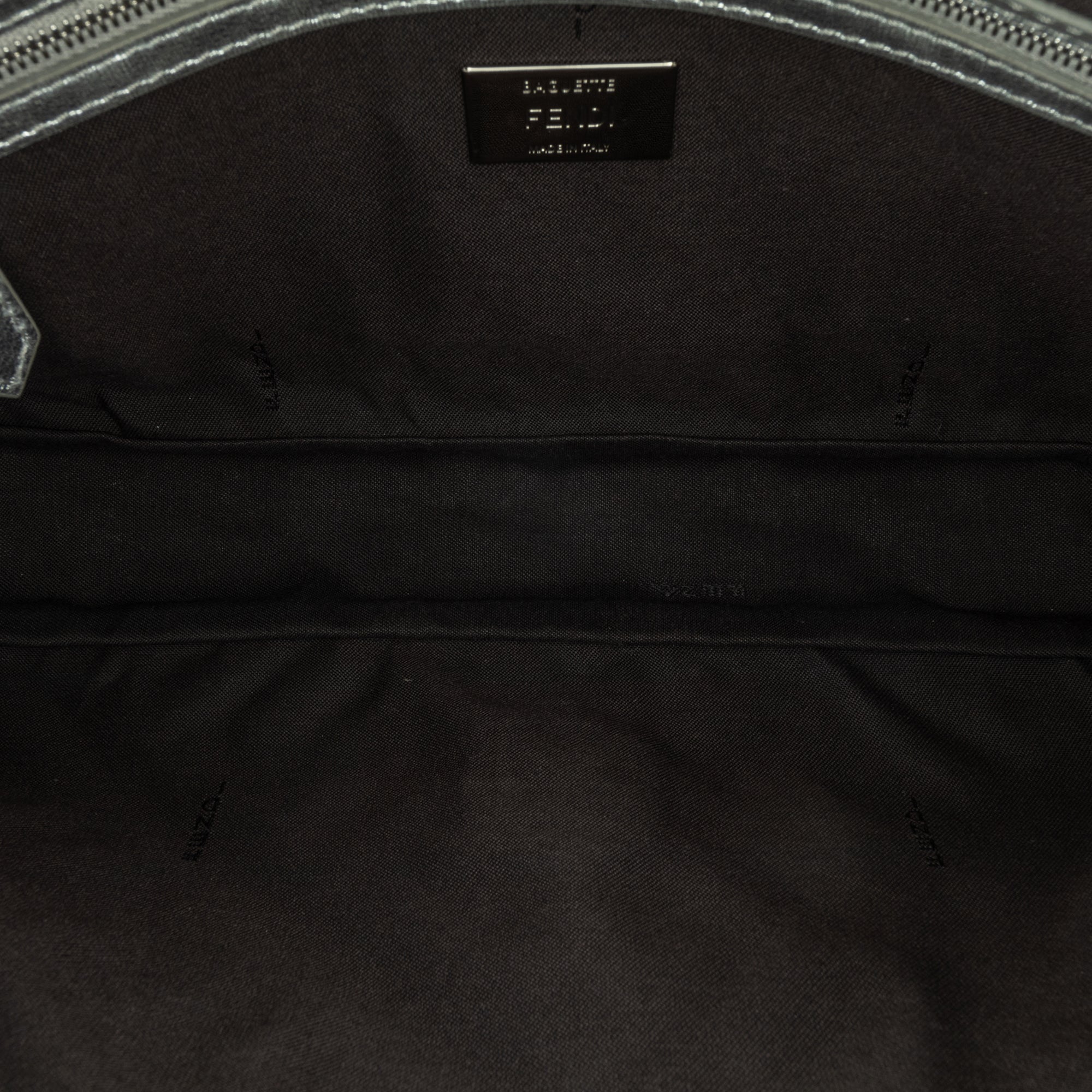 Large Zucca Embossed Leather Baguette Satchel