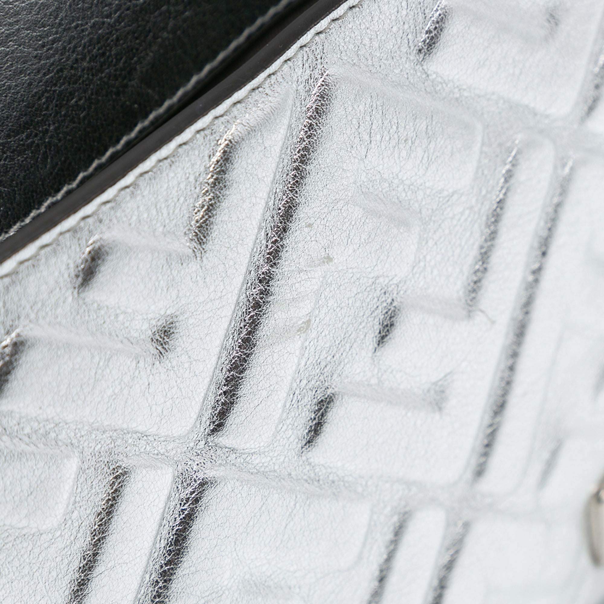 Large Zucca Embossed Leather Baguette Satchel