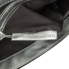 Large Zucca Embossed Leather Baguette Satchel
