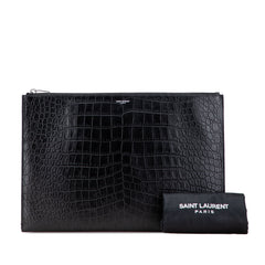 Croc Embossed Leather Document Holder