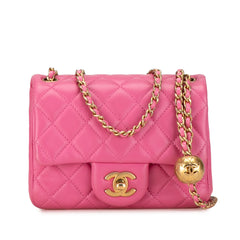 Mini Square Classic Lambskin Pearl Crush Single Flap