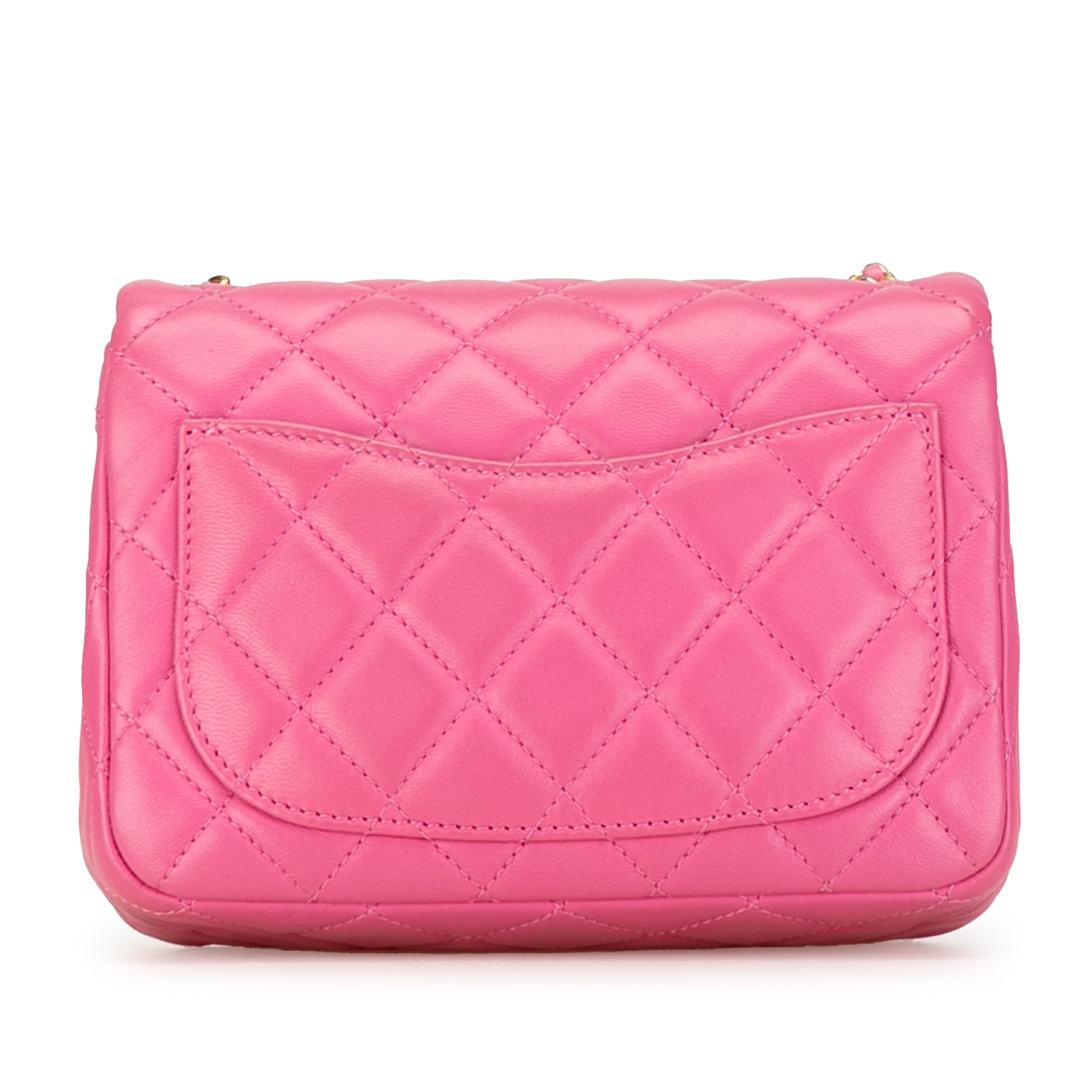 Mini Square Classic Lambskin Pearl Crush Single Flap