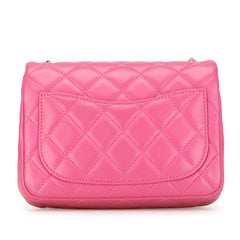 Mini Square Classic Lambskin Pearl Crush Single Flap