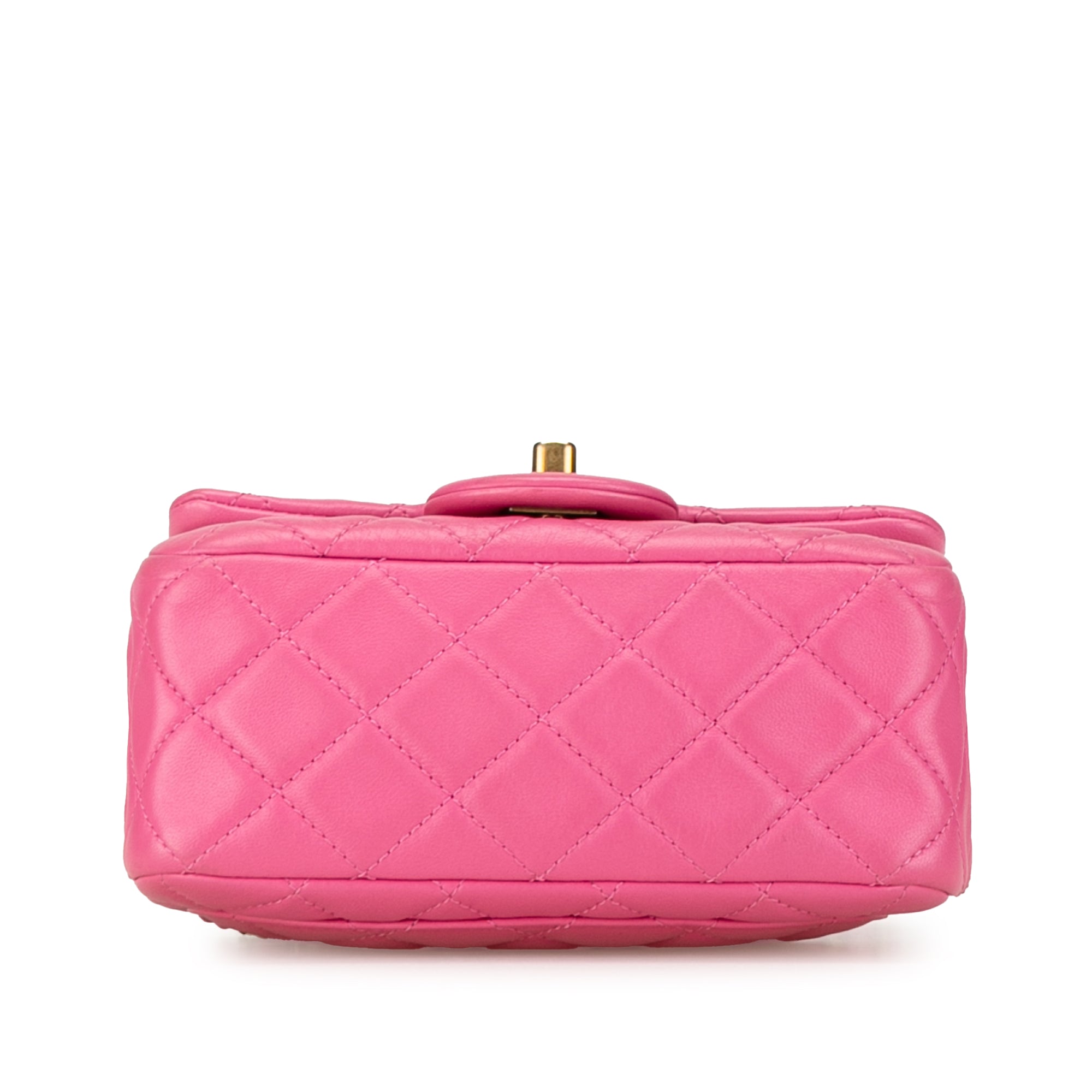 Mini Square Classic Lambskin Pearl Crush Single Flap