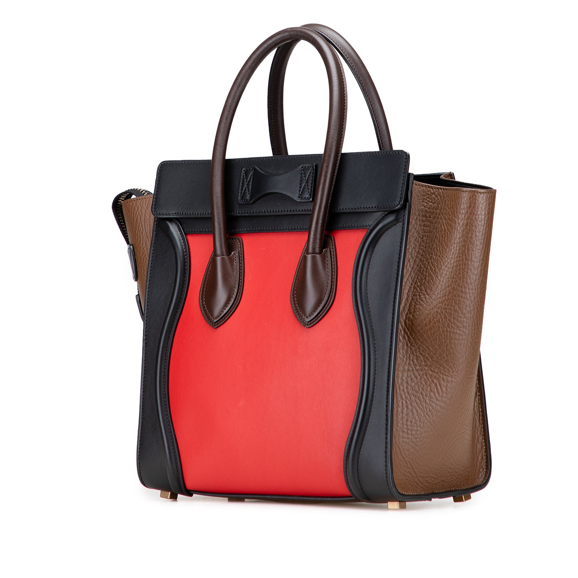 Micro Tricolor Leather Luggage Tote