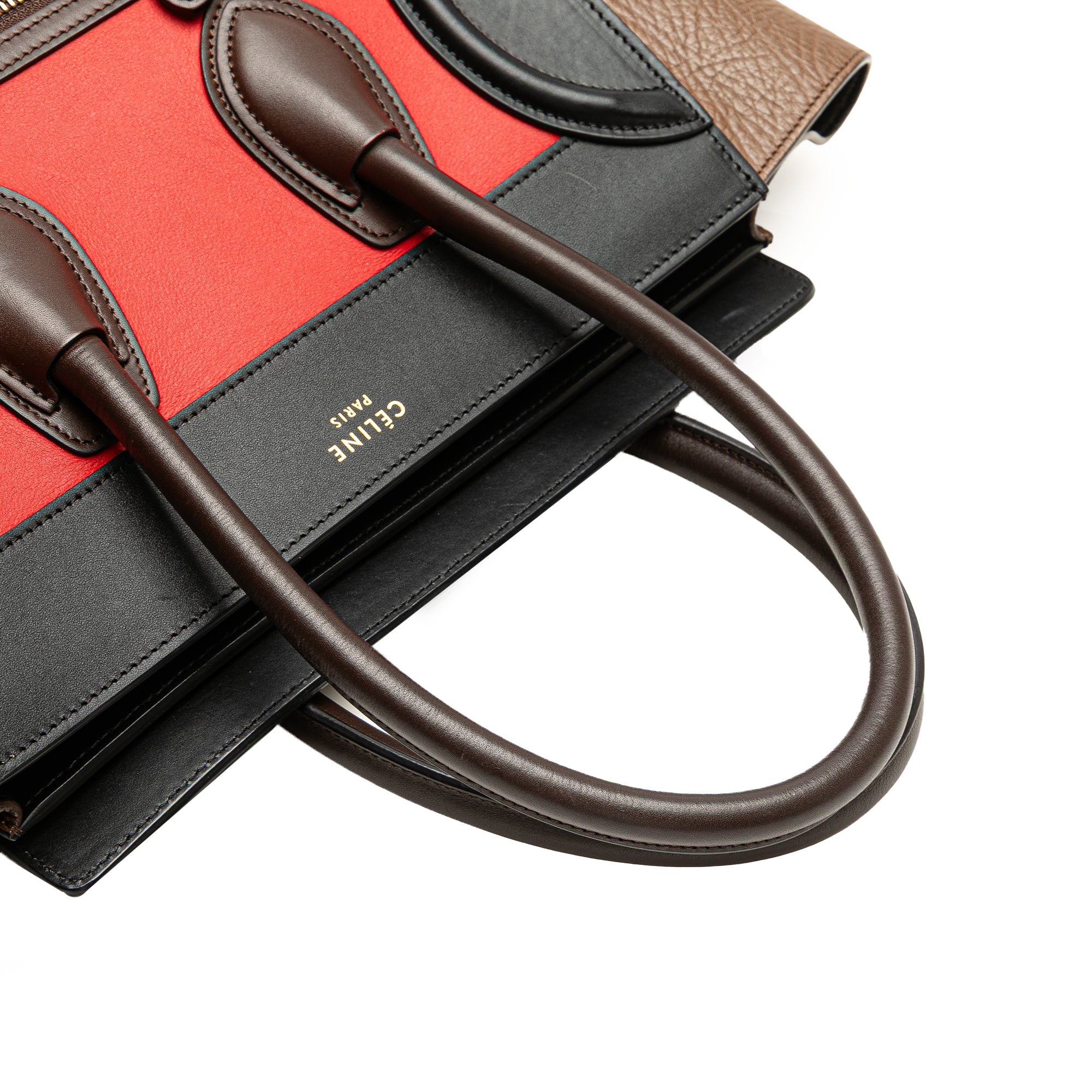 Micro Tricolor Leather Luggage Tote