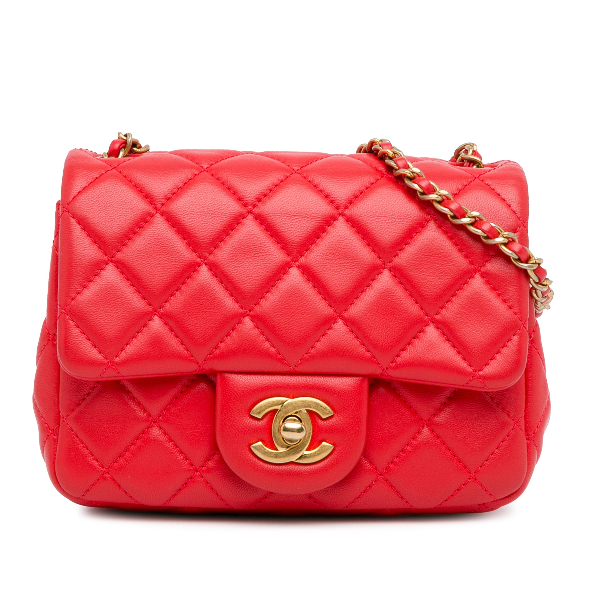 Mini Square Lambskin Pearl Crush Flap_0