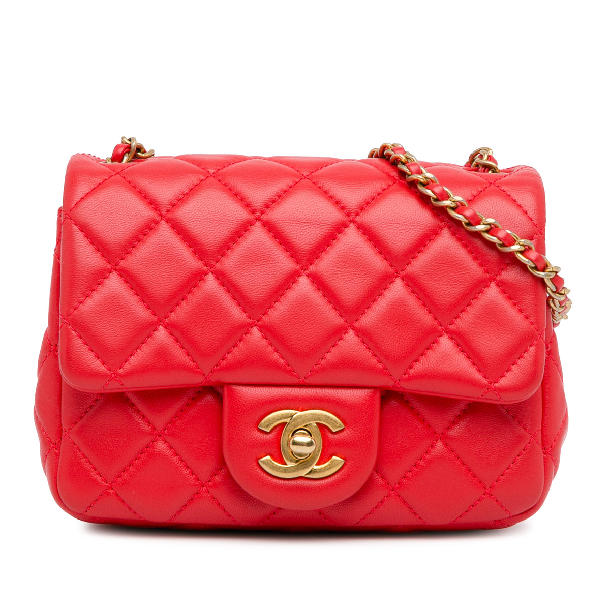 Mini Square Lambskin Pearl Crush Flap_0