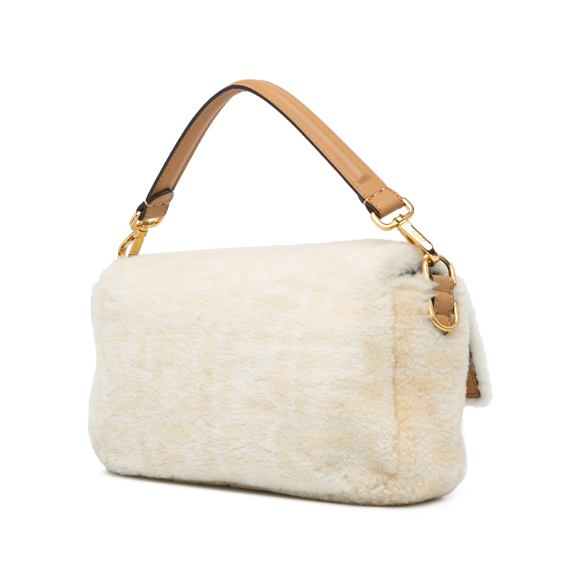 Small Zucca Shearling Baguette Satchel