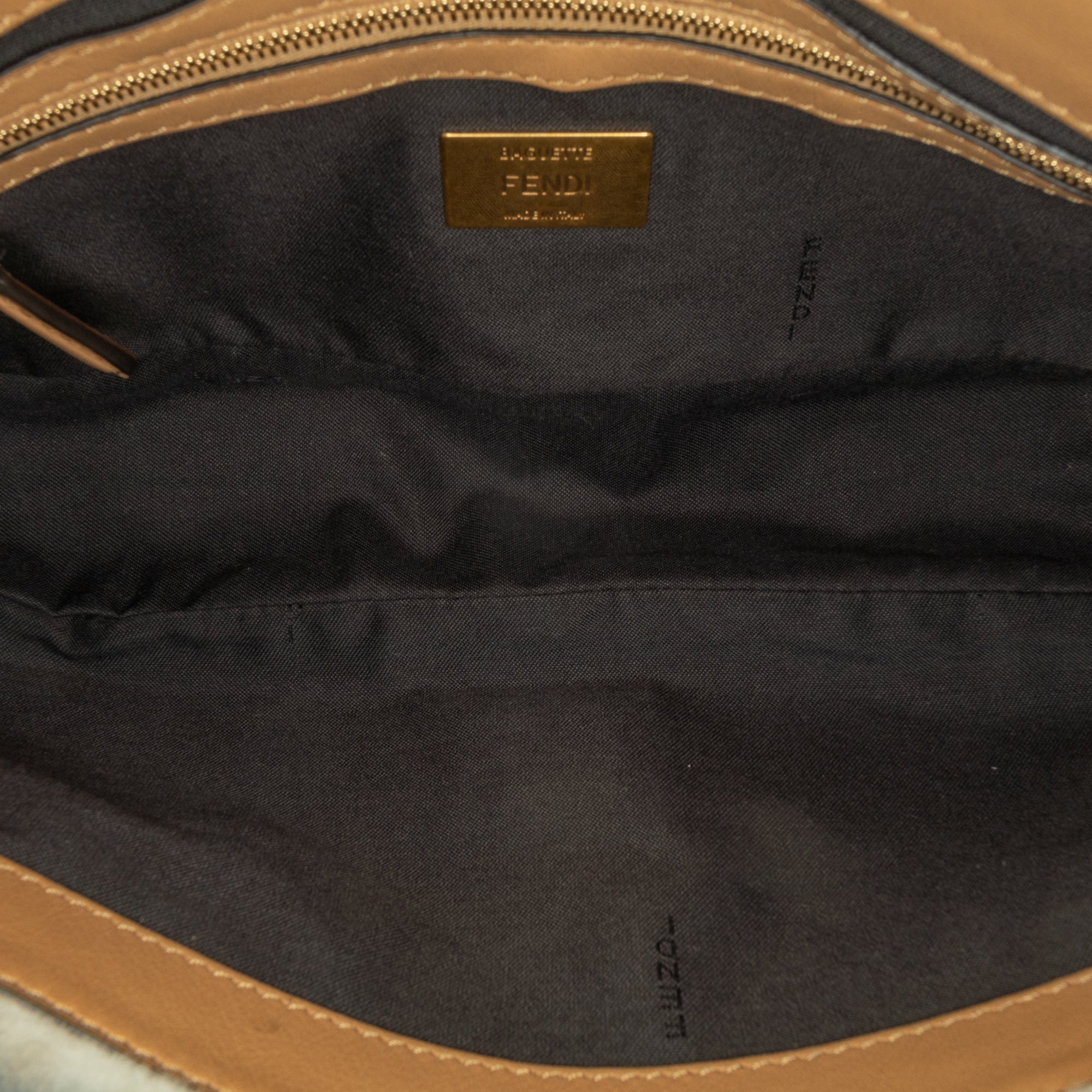 Small Zucca Shearling Baguette Satchel