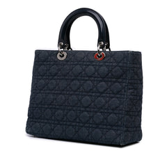 Large Denim Cannage Lady Dior