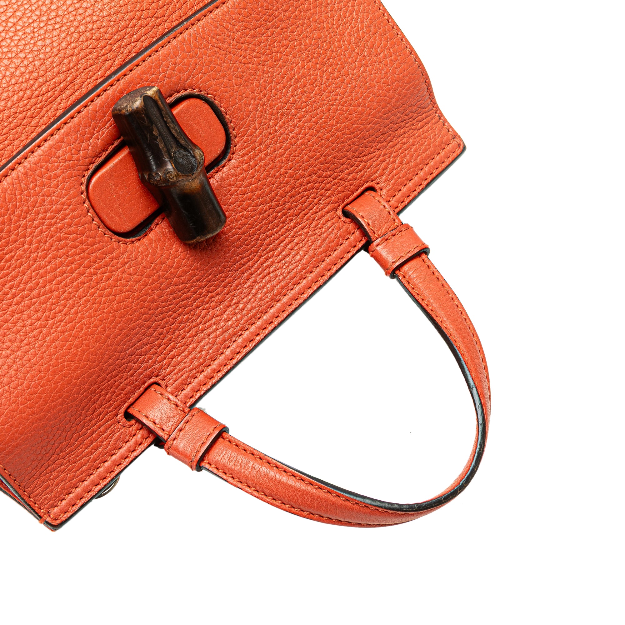 Small Leather Bamboo Daily Satchel