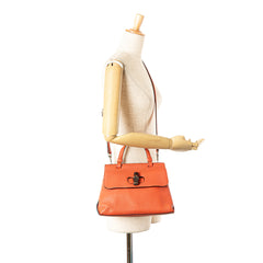 Small Leather Bamboo Daily Satchel