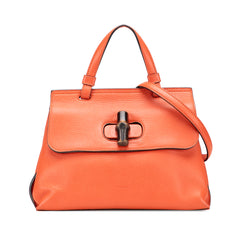 Small Leather Bamboo Daily Satchel