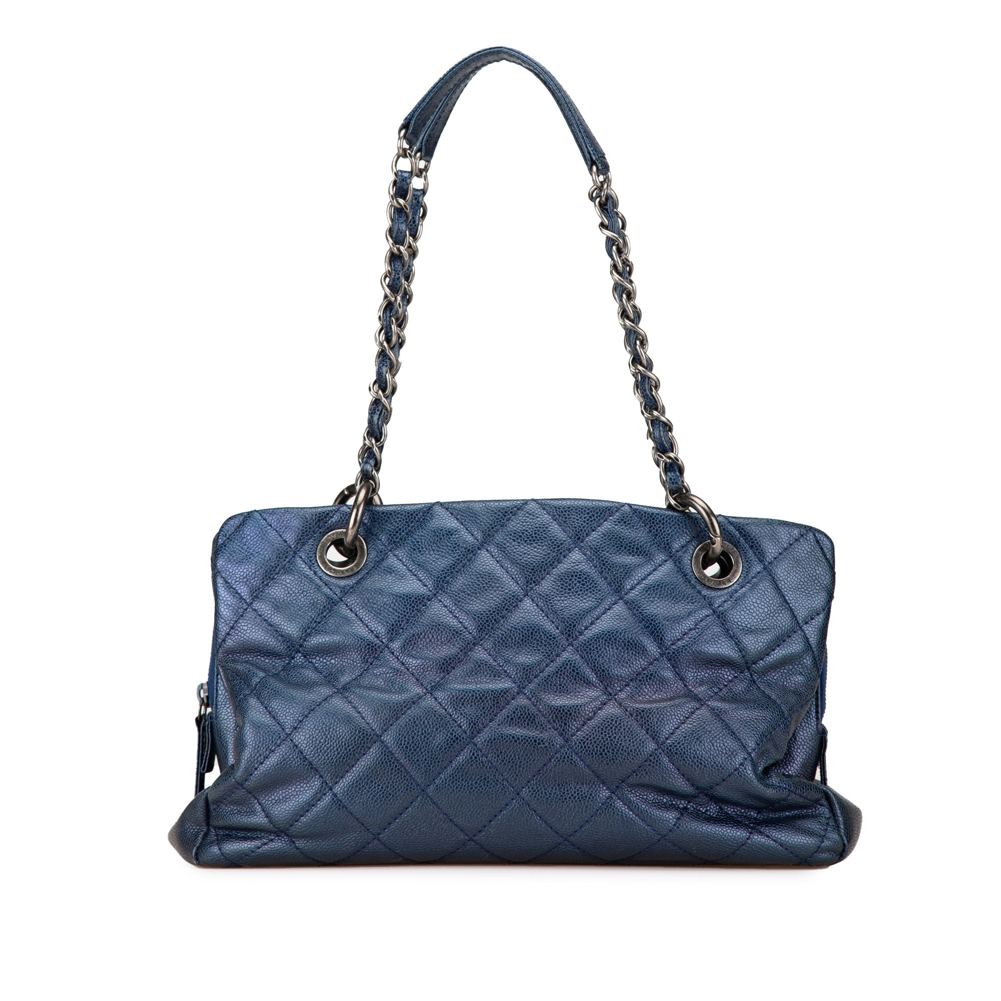 Quilted Iridescent Caviar Chic Shopping Tote