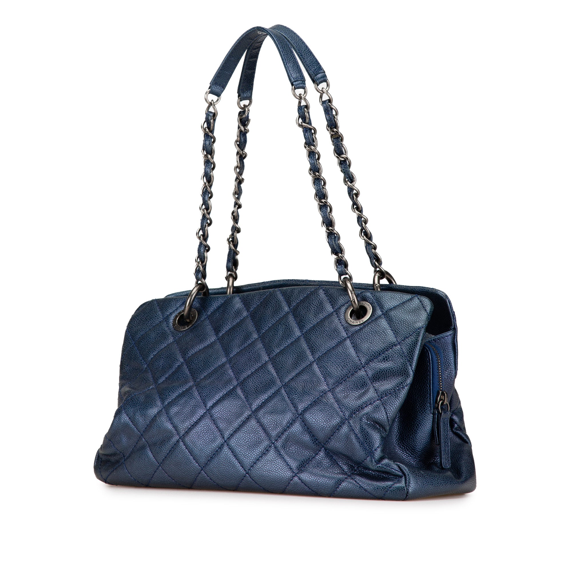 Quilted Iridescent Caviar Chic Shopping Tote