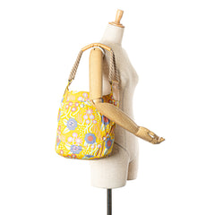 Canvas Camellia Rope Bucket Bag