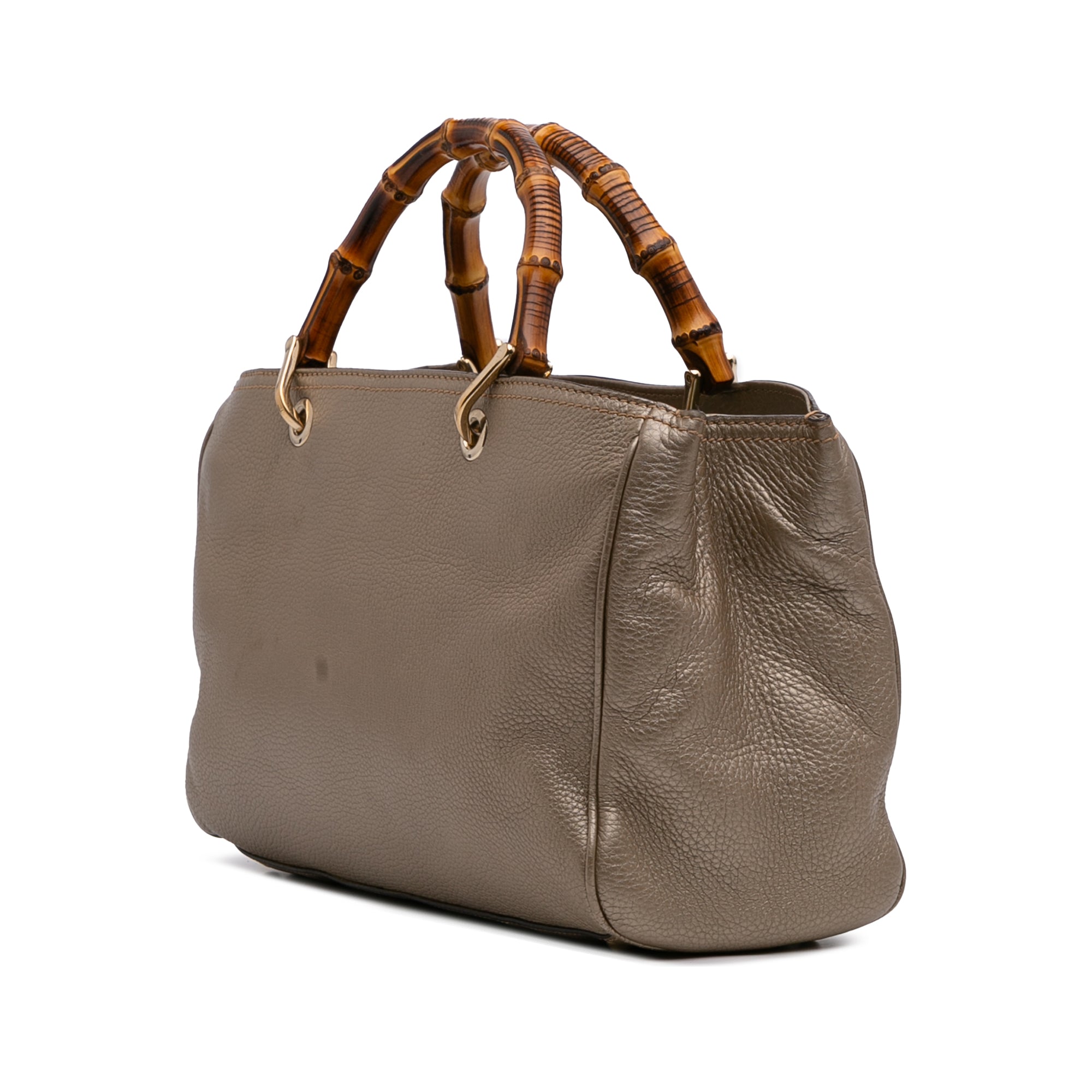 Medium Calfskin Bamboo Shopper Satchel