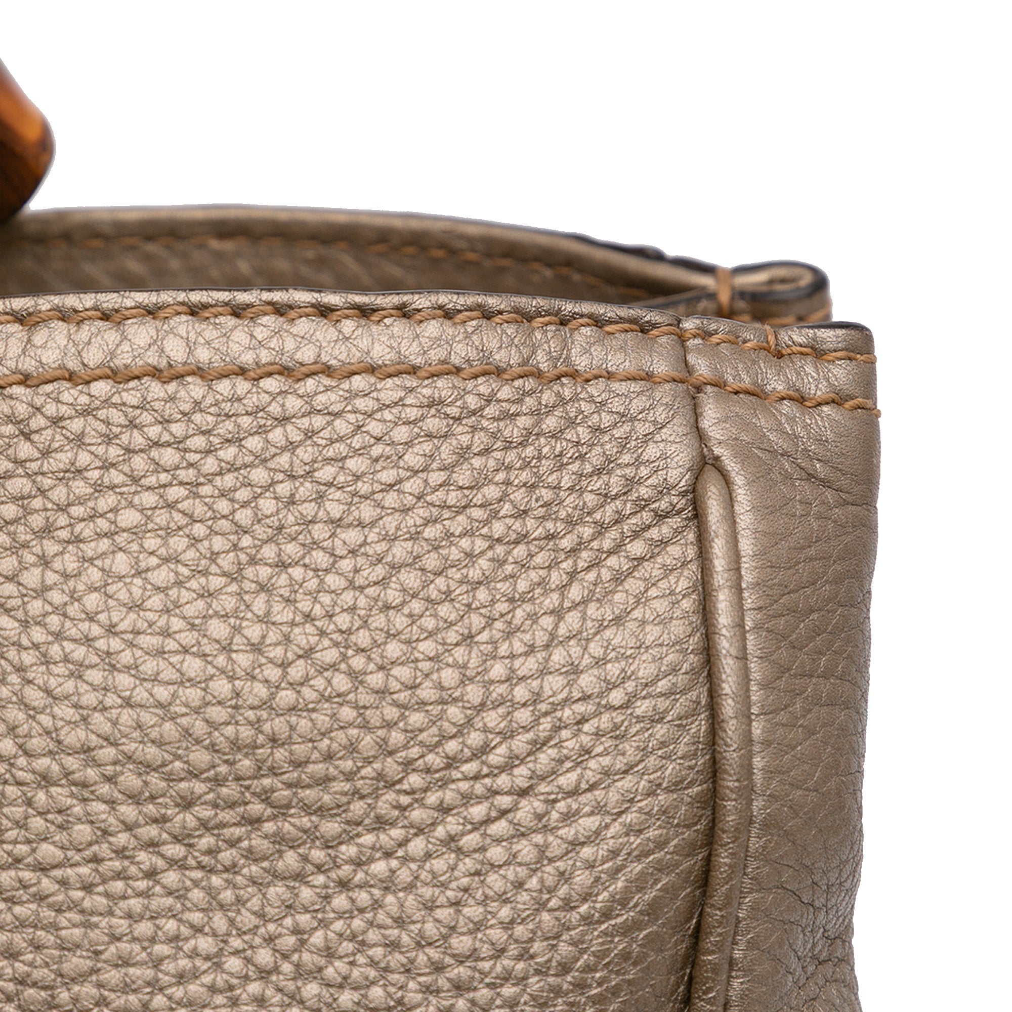 Medium Calfskin Bamboo Shopper Satchel
