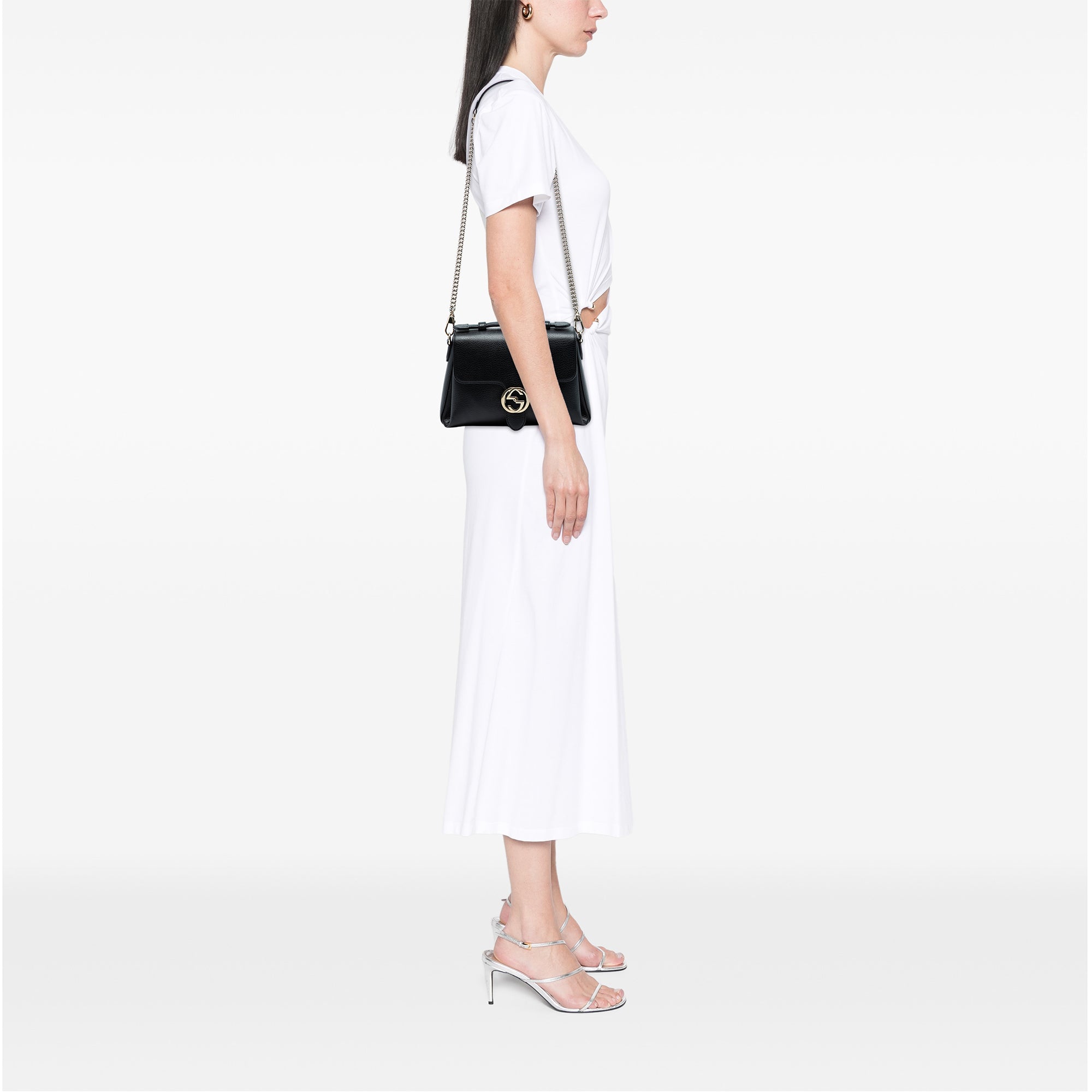 Small Dollar Calf Interlocking G Satchel