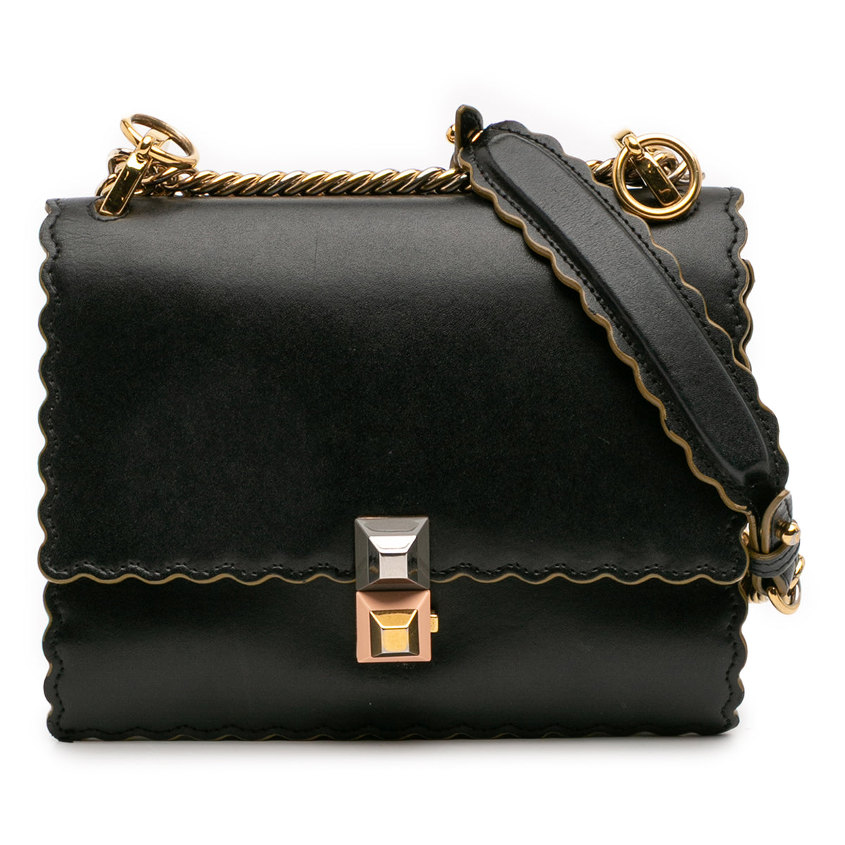 Small Scalloped Leather Kan I Crossbody