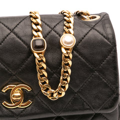 Small Quilted Lambskin Resin Pearl Chain Flap