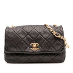 Small Quilted Lambskin Resin Pearl Chain Flap