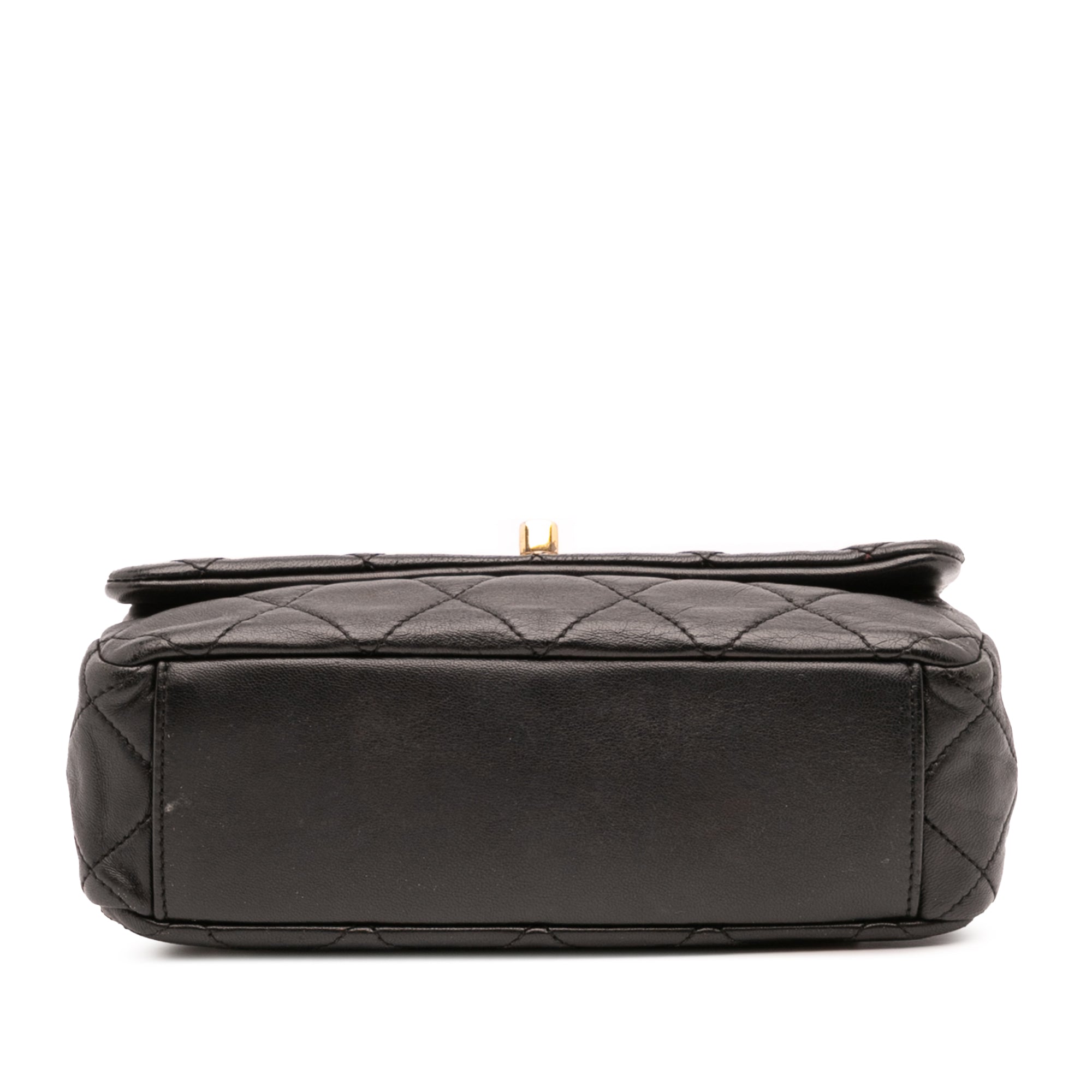Small Quilted Lambskin Resin Pearl Chain Flap
