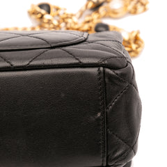 Small Quilted Lambskin Resin Pearl Chain Flap