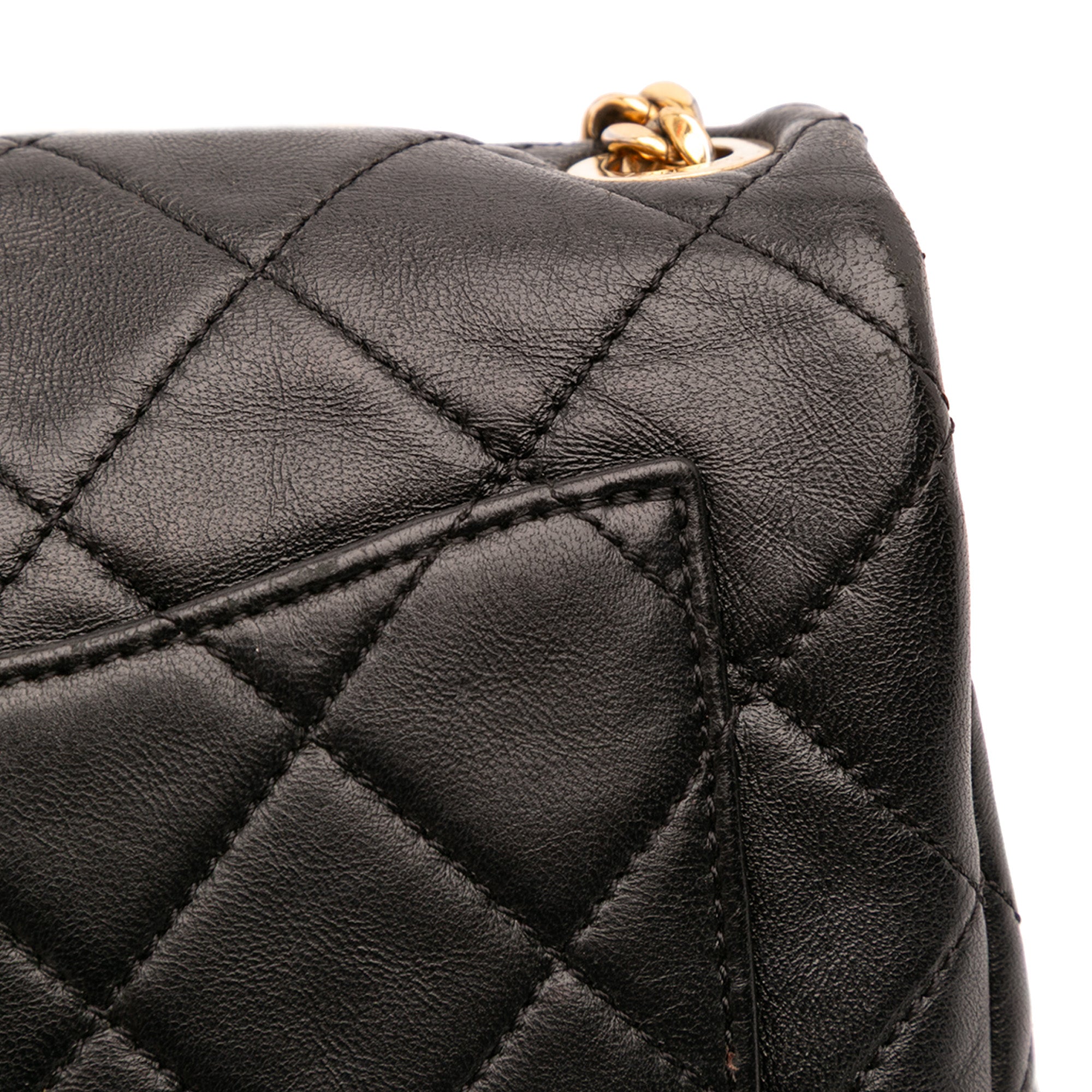 Small Quilted Lambskin Resin Pearl Chain Flap