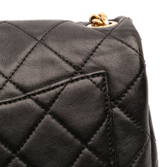 Small Quilted Lambskin Resin Pearl Chain Flap