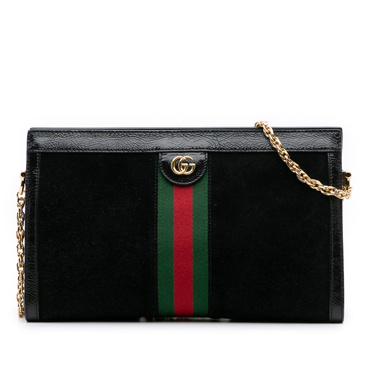 Medium Suede Ophidia Web Chain Shoulder Bag