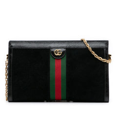 Medium Suede Ophidia Web Chain Shoulder Bag