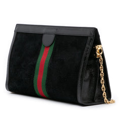 Medium Suede Ophidia Web Chain Shoulder Bag